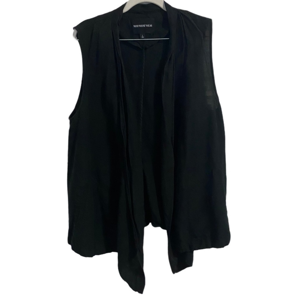 Who What Wear black linen open front vest l